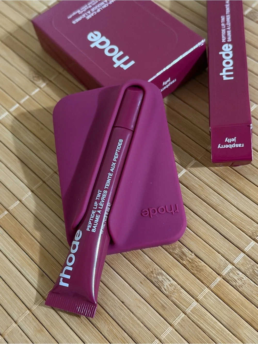 Rhode lip tint and snap-on lip case set in raspberry jelly